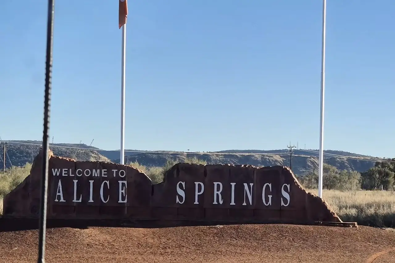 The Welcome to Alice Springs sign.